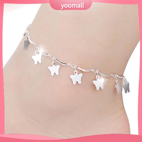 Lắc Chân Mạ Bạc Họa Tiết Bướm / Ngôi Sao / Chuông Thời Trang Cho Nữ