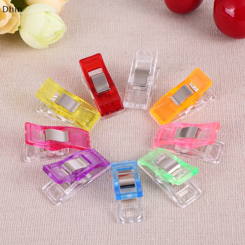 [Dhin] 50Pcs Colorful Sewing Craft Quilt Binding Sewing Clips Plastic Clips Clamps Pack COD