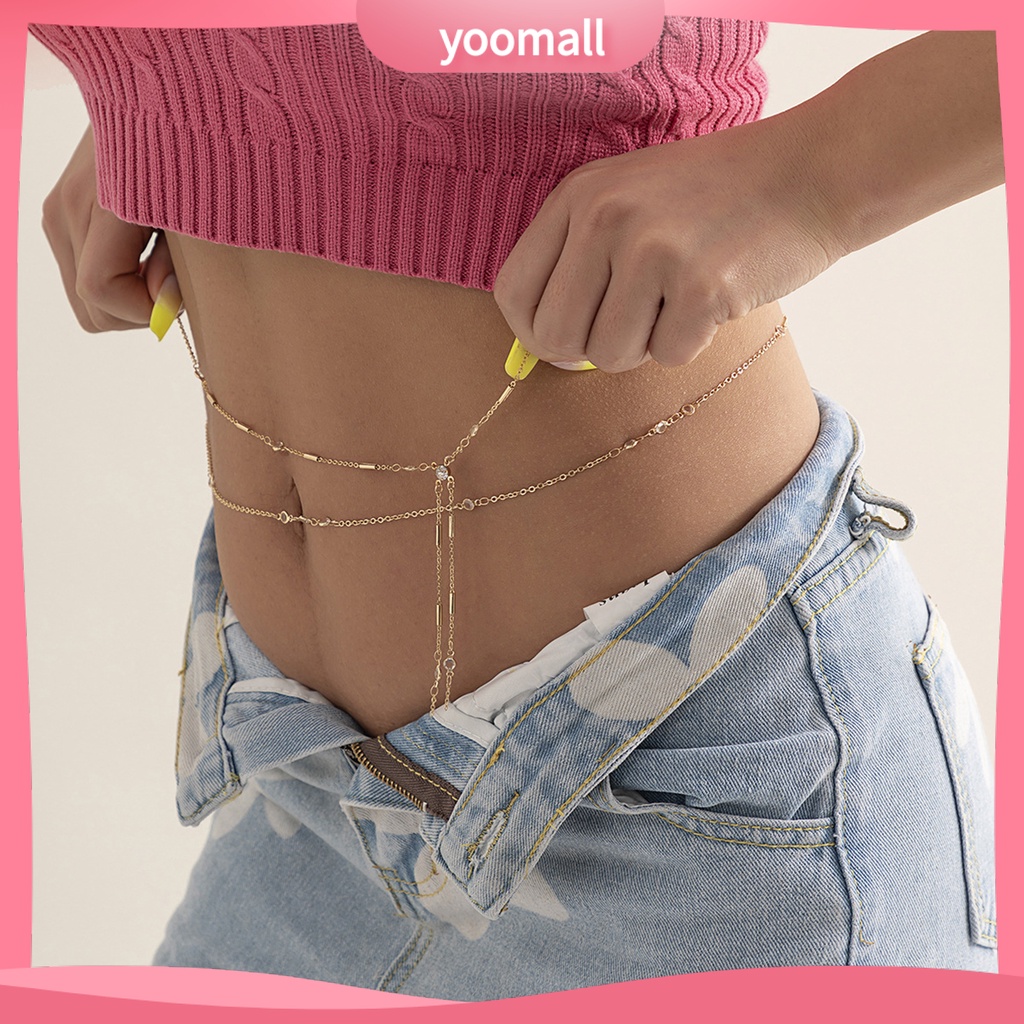 [YM] Set 2 Dây Xích Thắt Lưng Hai Lớp Khóa Tôm Hùm Tinh Tế Phong Cách Hip Hop Cho Nữ Biểu Diễn