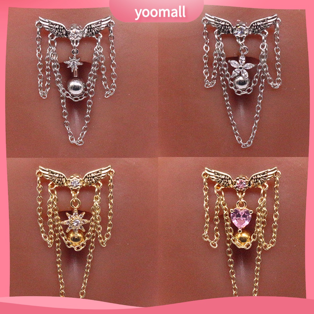 [YM] Khuyên Rốn Hình Trái Tim Lấp Lánh Quyến Rũ Chống Rỉ Sét Chống Dị Ứng Hợp Thời Trang Mặc Hàng Ngày