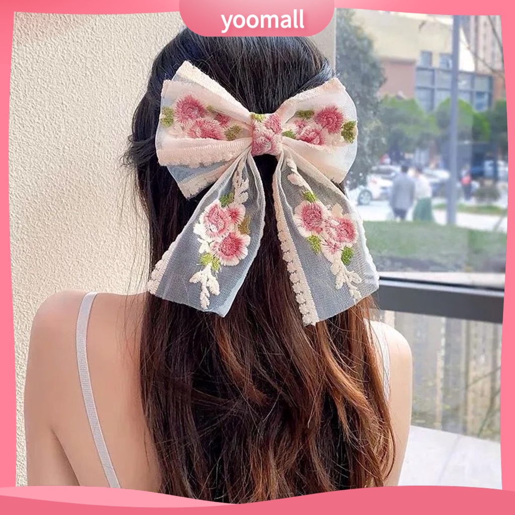 Kẹp Tóc Hình Nơ Bằng Ren Tinh Tế Chống Mòn Cho Nữ