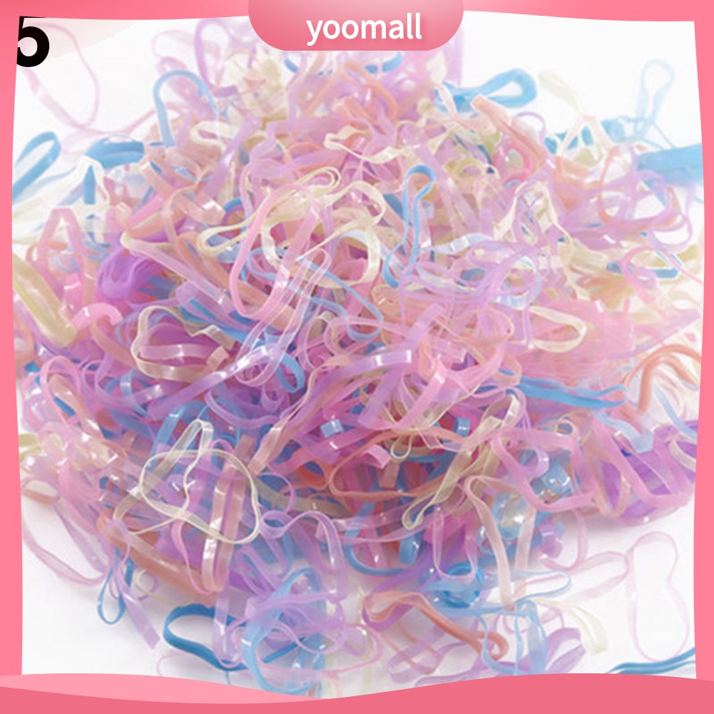 Hộp 2000 Dây Buộc Tóc Chất Liệu Cao Su TPU Co Giãn Nhiều Màu Sắc Cho Bé Gái