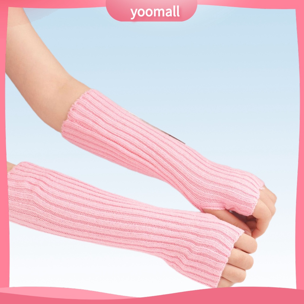 1 Đôi Găng Tay Hở Ngón Bằng Vải Dệt Kim Mềm Mại Thoáng Khí Giữ Ấm Nhiều Màu Thời Trang Cho Nữ