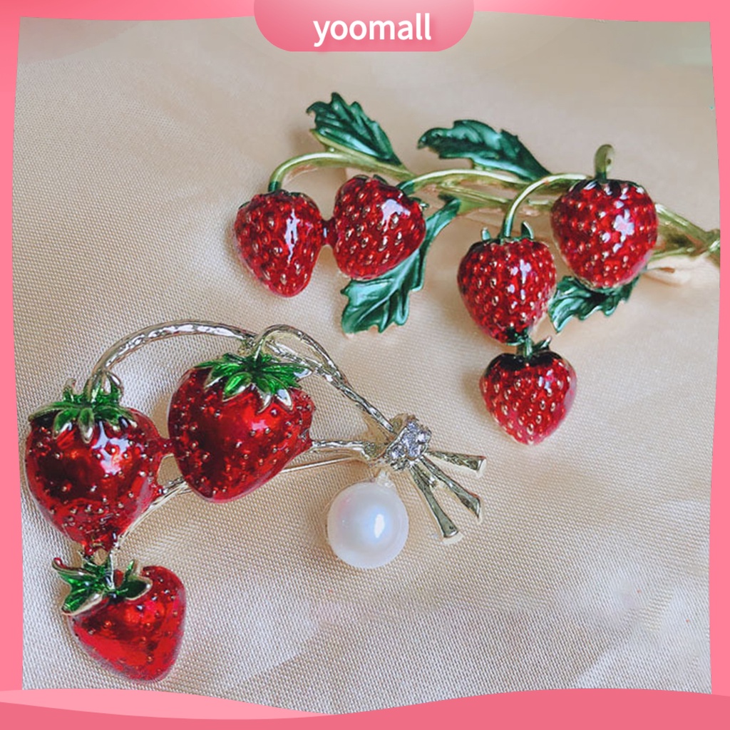 [YM] Ghim Cài Áo Hình Trái Dâu Nhiều Màu Sắc Dễ Lên Màu Trong Suốt Nhỏ Gọn Dành Cho Nữ