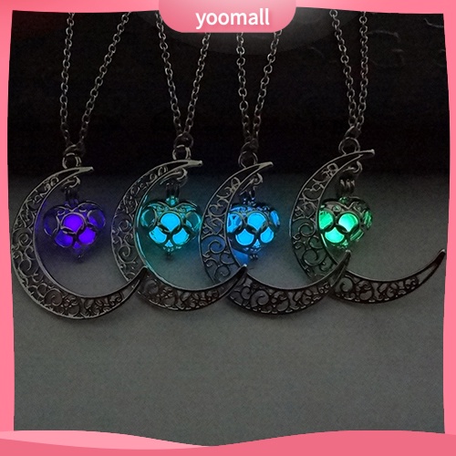 Vòng cổ Mặt Hình Mặt Trăng Đính Đá Phát Sáng Thời Trang Halloween