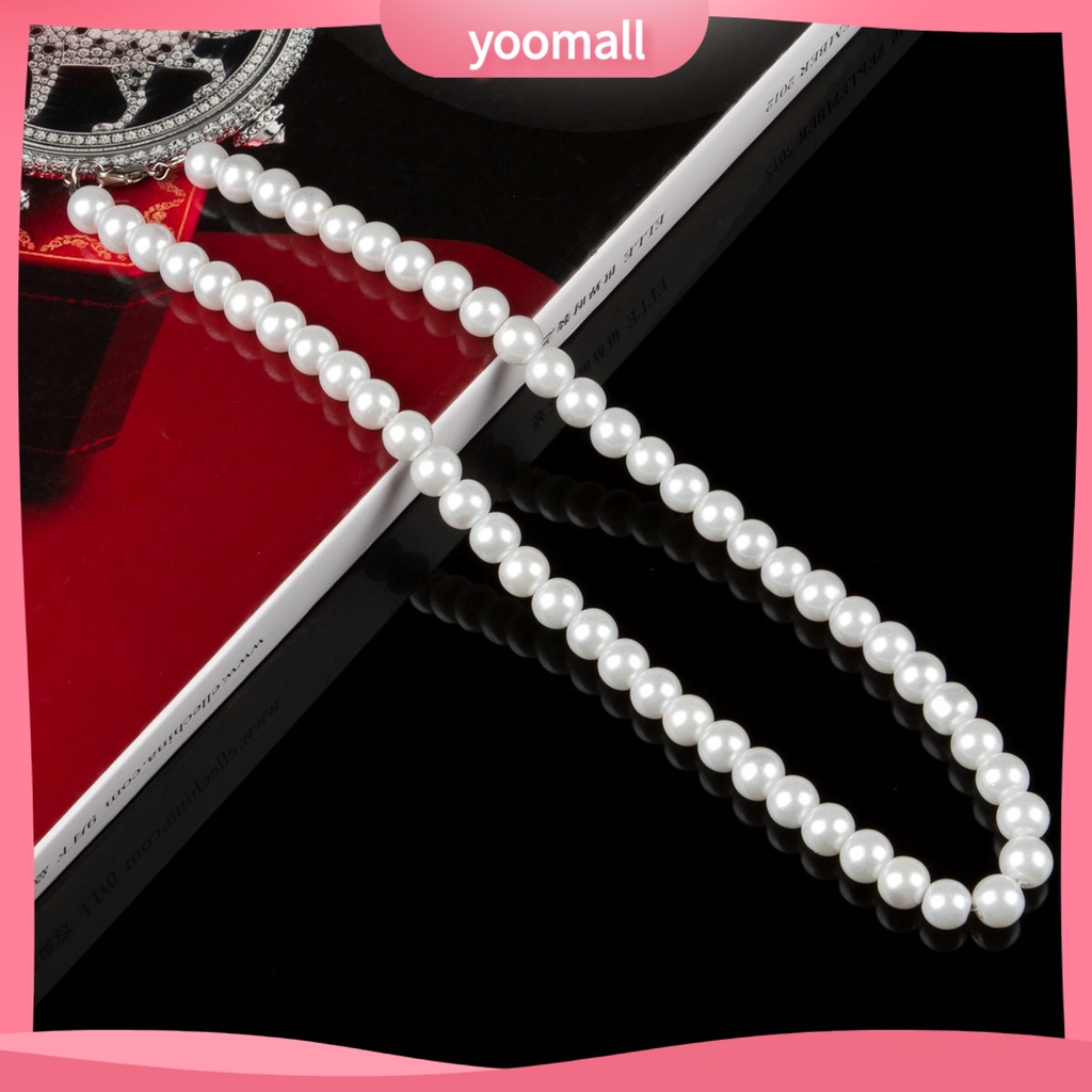 Vòng cổ Kim Loại Đính Ngọc Trai Giả 8mm Thanh Lịch Cho Nữ