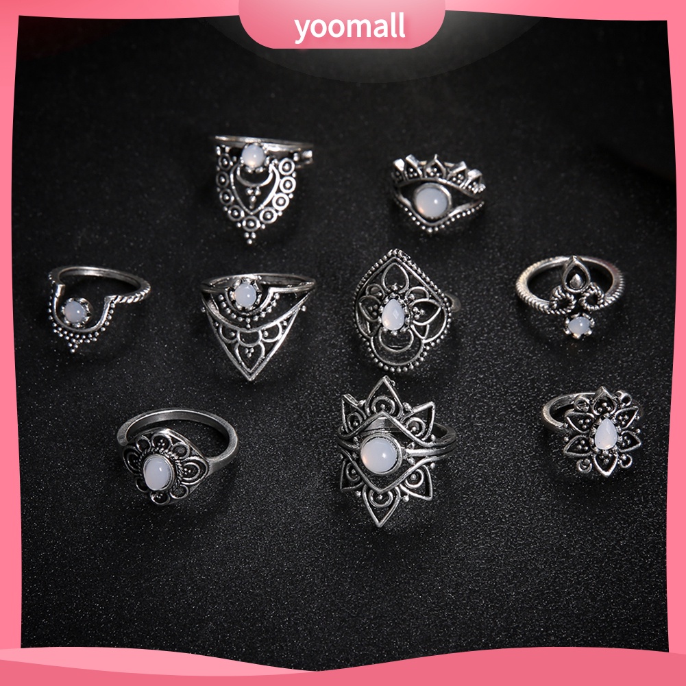 Set 9 Nhẫn Đeo Khớp Ngón Tay Phong Cách Retro