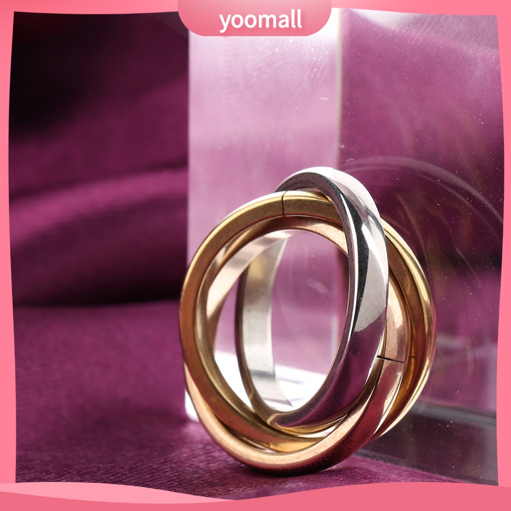 Nhẫn Trơn 3 Lớp Bằng Thép Không Gỉ Thời Trang Cho Nữ