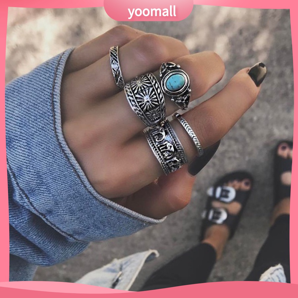Set 5 Nhẫn Đeo Khớp Ngón Tay Phong Cách Vintage
