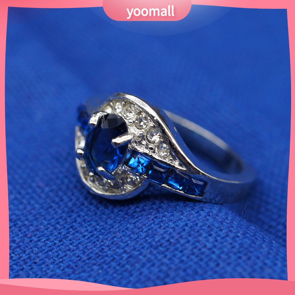 Nhẫn Hợp Kim Đính Đá Xanh Chống Trầy Xước Thanh Lịch