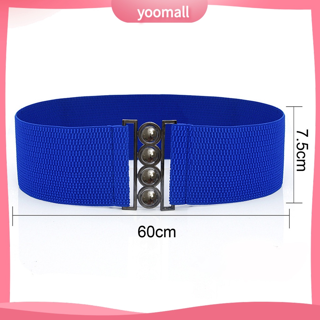 Thắt Lưng Bản Rộng Co Giãn Màu Trơn Đính Hạt Thích Hợp Mặc Hàng Ngày