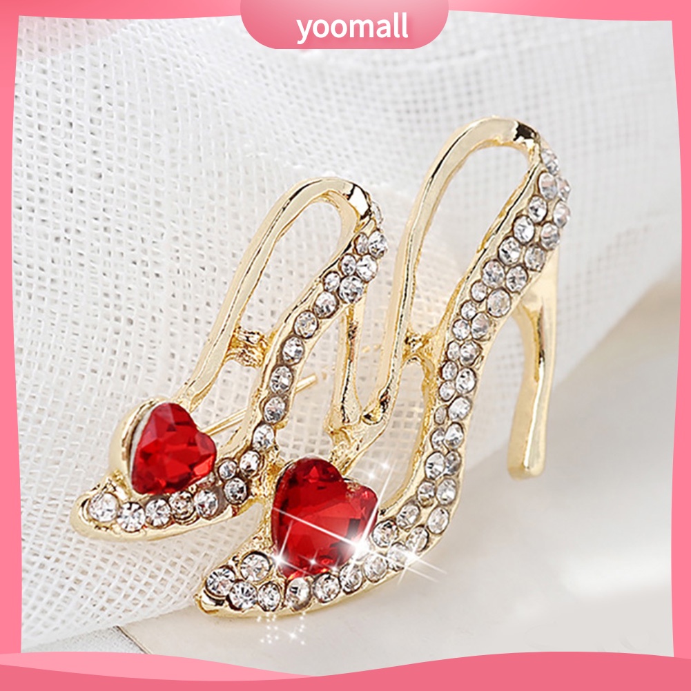 Ghim Cài Áo Hình Giày Cao Gót / Trái Tim Đính Đá Thời Trang Cho Nữ