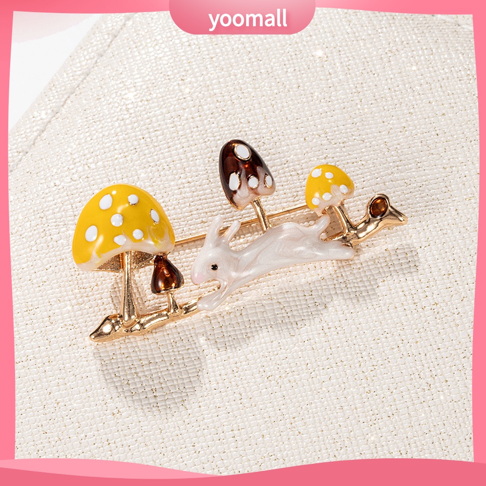 [YM] Ghim Cài Áo Tráng Men Họa Tiết Thỏ / Cây Nấm / Động Vật Hoạ