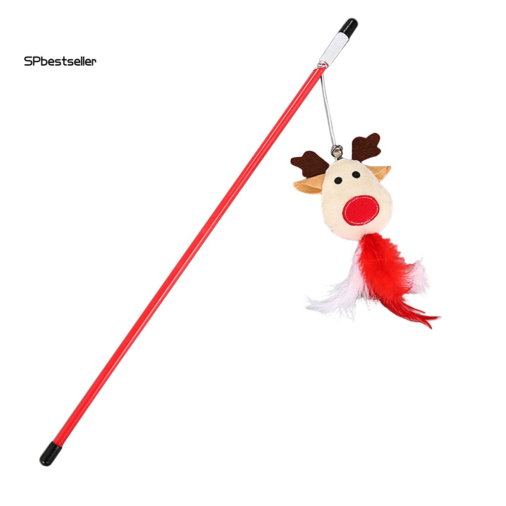 Gậy Trêu Chọc Ghẹo Mèo Hình Ông Già Noel / Người Tuyết Phối Lông Vũ