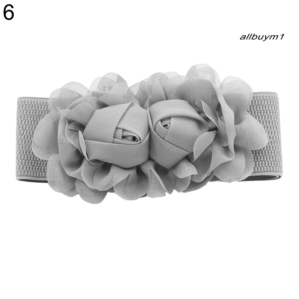 Thắt Lưng Bản Rộng Co Giãn Mặt Hoa Hồng Thời Trang Cho Nữ