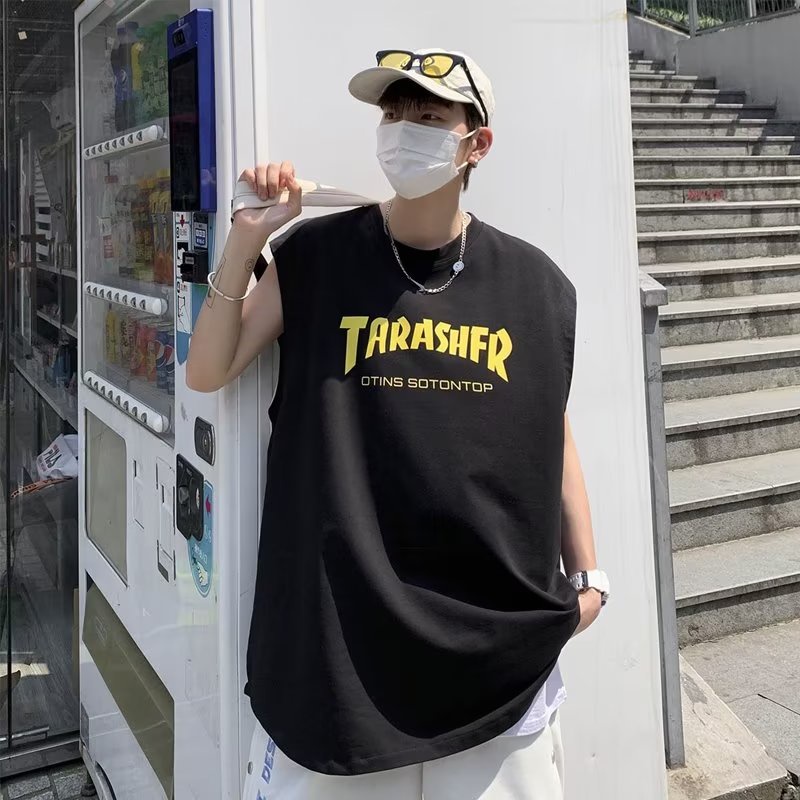 Áo Thun Sát Nách Dáng Rộng Vải Lụa Mát Thời Trang Mùa Hè Phong Cách Mỹ Cao Cấp Cho Nam