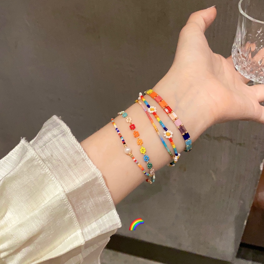 Vòng Tay Chuỗi Hạt Nhiều Màu Sắc 17KM Tùy Chỉnh Thời Trang Cho Nữ