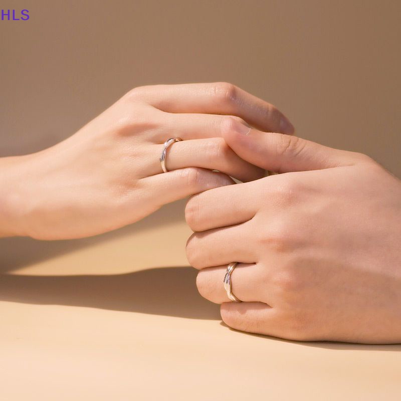 Bộ Nhẫn Đôi Màu Bạc Đơn Giản Thời Trang Có Thể Điều Chỉnh Cho Nam Nữ