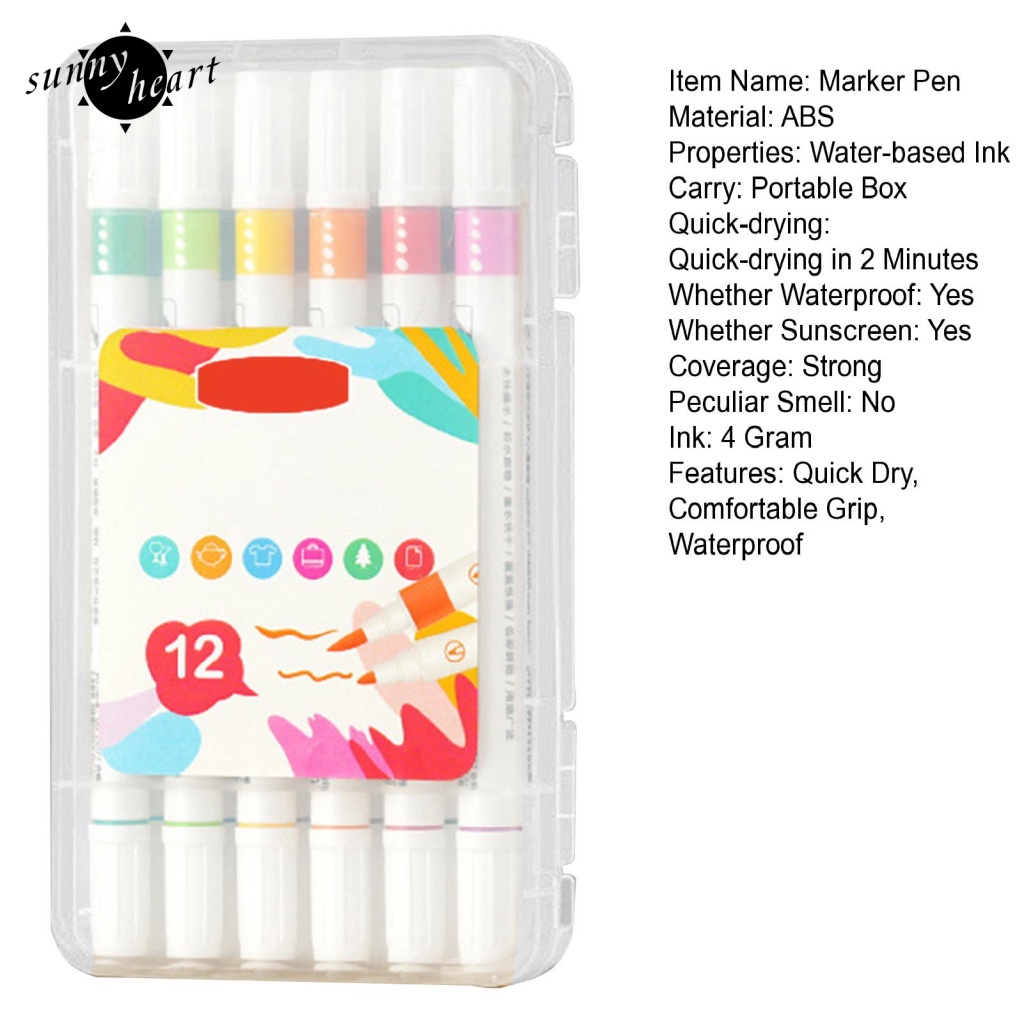 Sunnyheart 1 Bộ Bút Đánh Dấu Acrylic Nhanh Khô Chống Thấm Nước Không Phai Màu Và Độ Che Phủ Tốt Cho Người Mới Bắt Đầu Vẽ Tranh