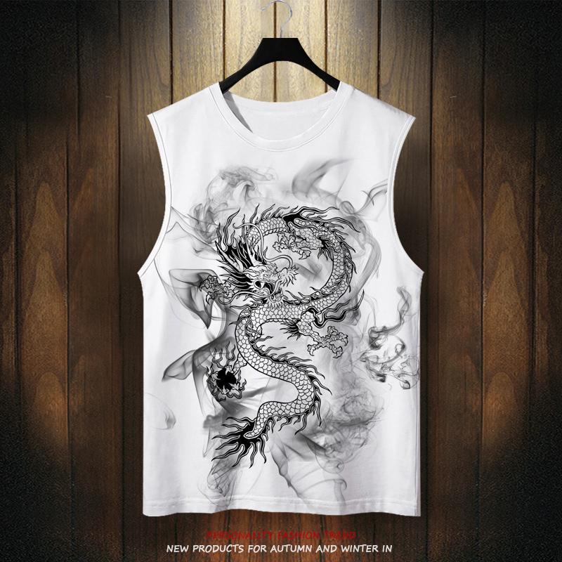 Áo Thun Bóng Rổ Không Tay In Hình Rồng Phong Cách Trung Hoa Dành Cho Nam Giới