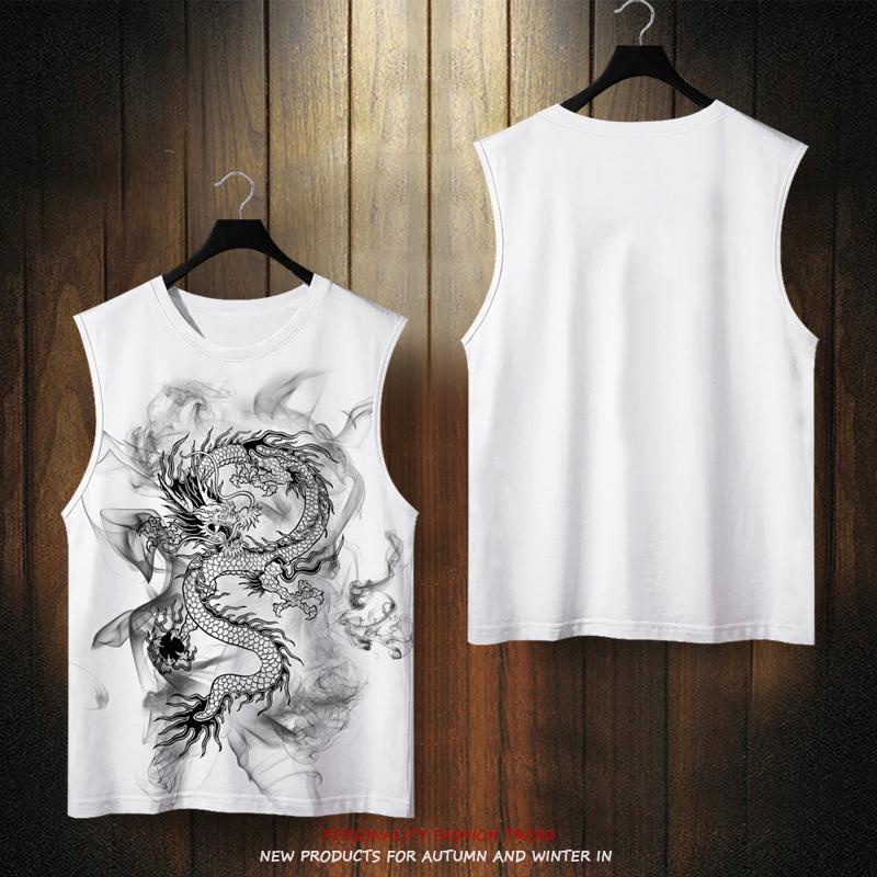 Áo Thun Bóng Rổ Không Tay In Hình Rồng Phong Cách Trung Hoa Dành Cho Nam Giới
