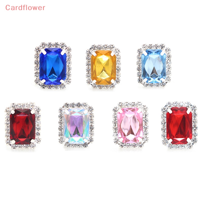 < Cardflower > Nút Hình Chữ Nhật Đáy Phẳng Bằng Acrylic Đáy Phẳng Đính Đá Kim Loại Phụ Kiện May Vá Quần Áo Thủ Công