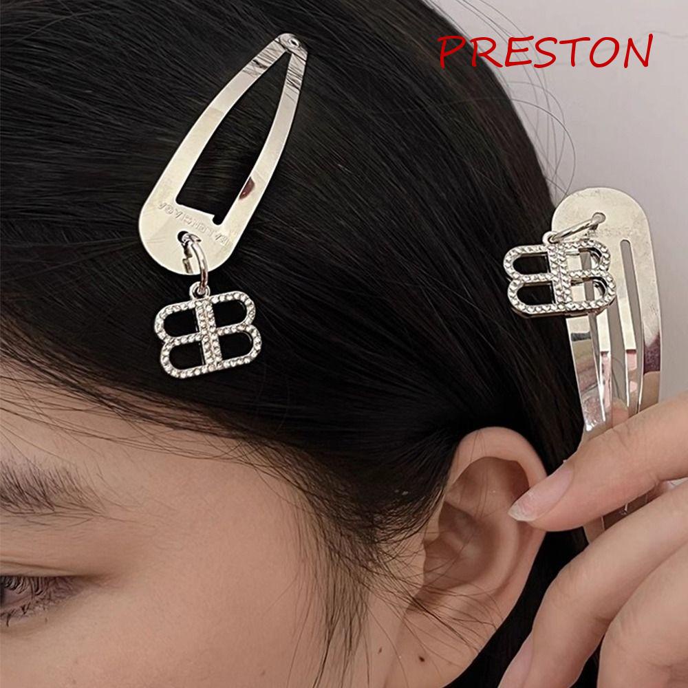 PRESTON Kẹp Tóc Mỏ Vịt Đính Đá Thiết Kế Đơn Giản Phong Cách Hàn Quốc