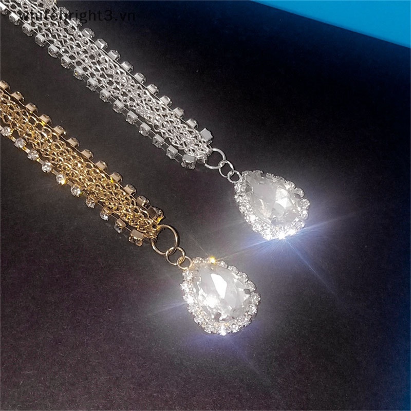 Vòng cổ Mặt Đá Pha Lê Hình Giọt Nước Tua Rua Cài Tóc