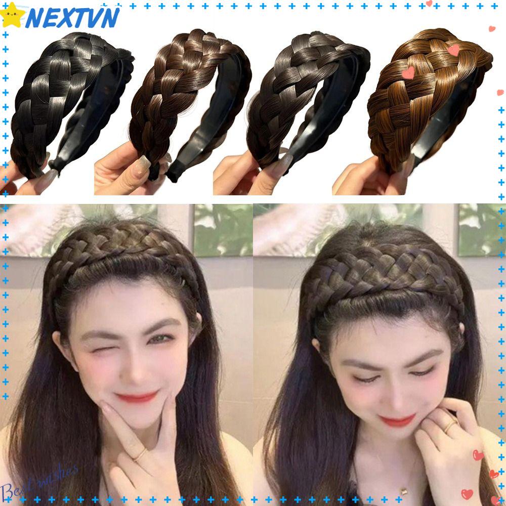 Băng Đô Tóc Giả Thắt Bím Dày Dặn Cho Nữ