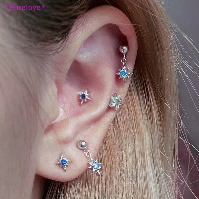 Khuyên Tai Helix Đính Đá Zircon Hình Ngôi Sao Thời Trang Cho Nam Và Nữ Mới