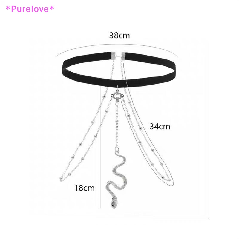 Purelove > Dây Xích Dài Màu Đen Phối Mặt Kim Loại Hình Rắn Phong Cách Bohemian Quyến Rũ Mới