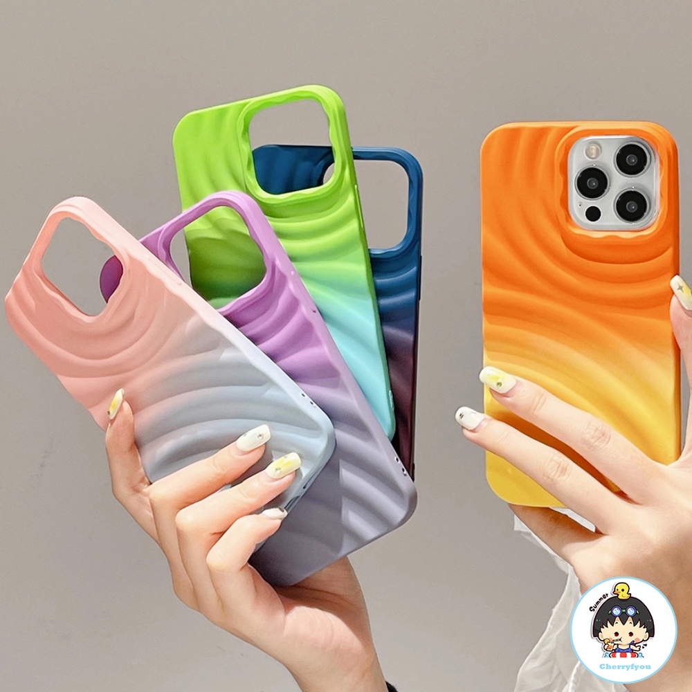 Ốp Điện Thoại TPU Mềm Chống Sốc Chống Trượt Họa Tiết Gợn Sóng Màu Gradient Sang Trọng Cho IPhone 11 12 13 14 Pro Max XR