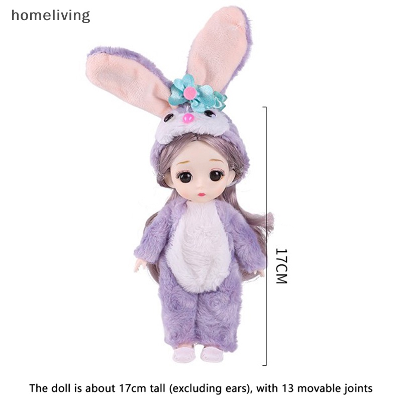 Búp Bê Nhồi Bông 17cm Mặc Quần Áo Hình Động Vật Dễ Thương