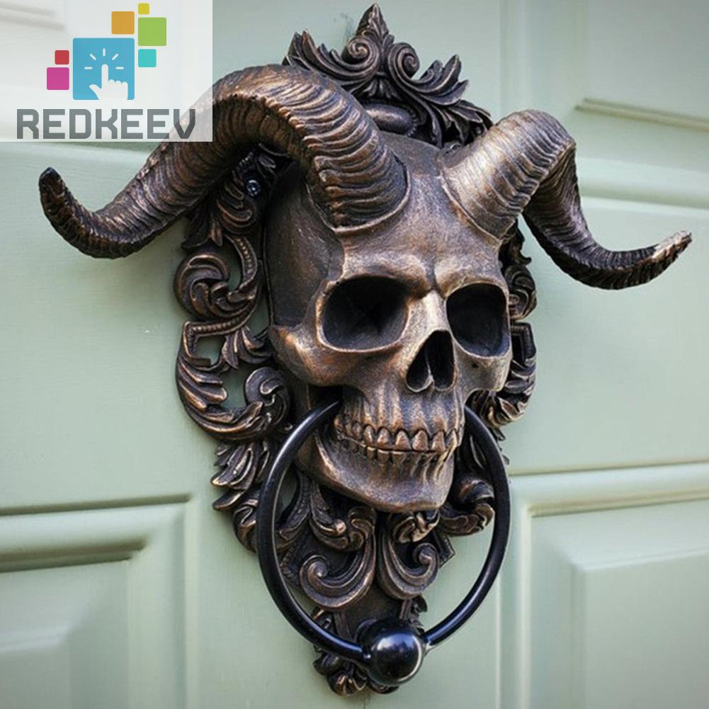 Tượng Đầu Lâu Dê Bằng Nhựa Resin Trang Trí Halloween