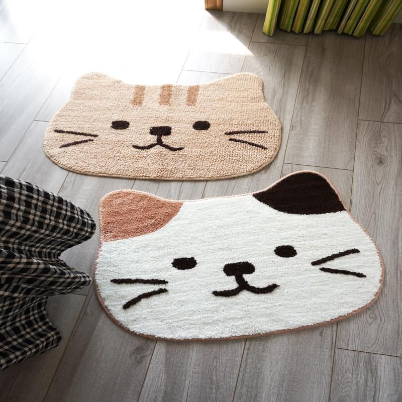 Thảm Chùi Chân Mềm Mại Thấm Hút Tốt Hình Mèo Hoạt Hình Đáng Yêu Cho Trẻ Em
