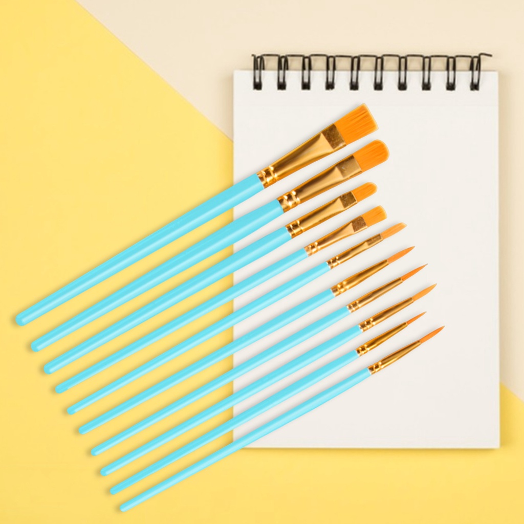 Set 10 Cọ Vẽ Bằng Nhựa Lông Mềm Có Thể Tái Sử Dụng Cho Trẻ Em