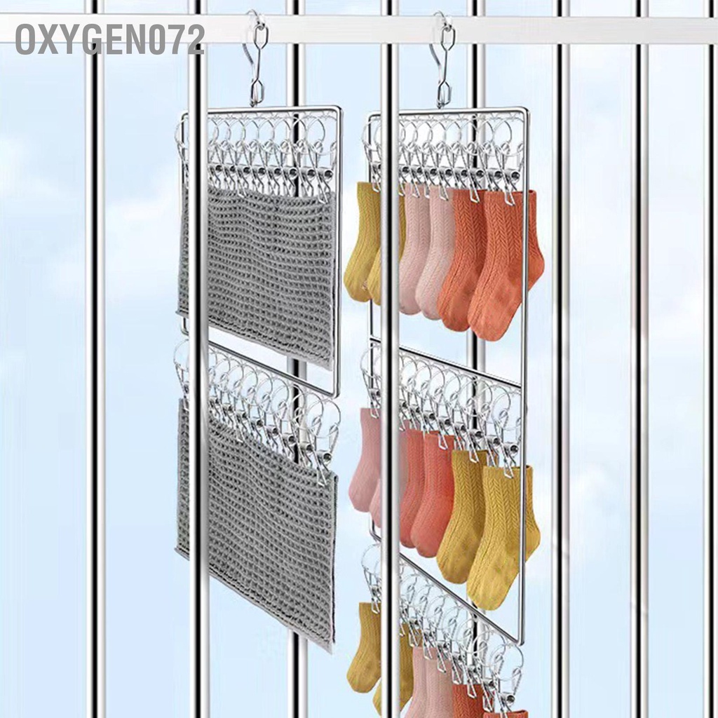 Oxygen072 Giá Phơi Inox Nhiều Tầng Treo Quần Áo Nhà Ký Túc Xá Ban Công Chống Gió