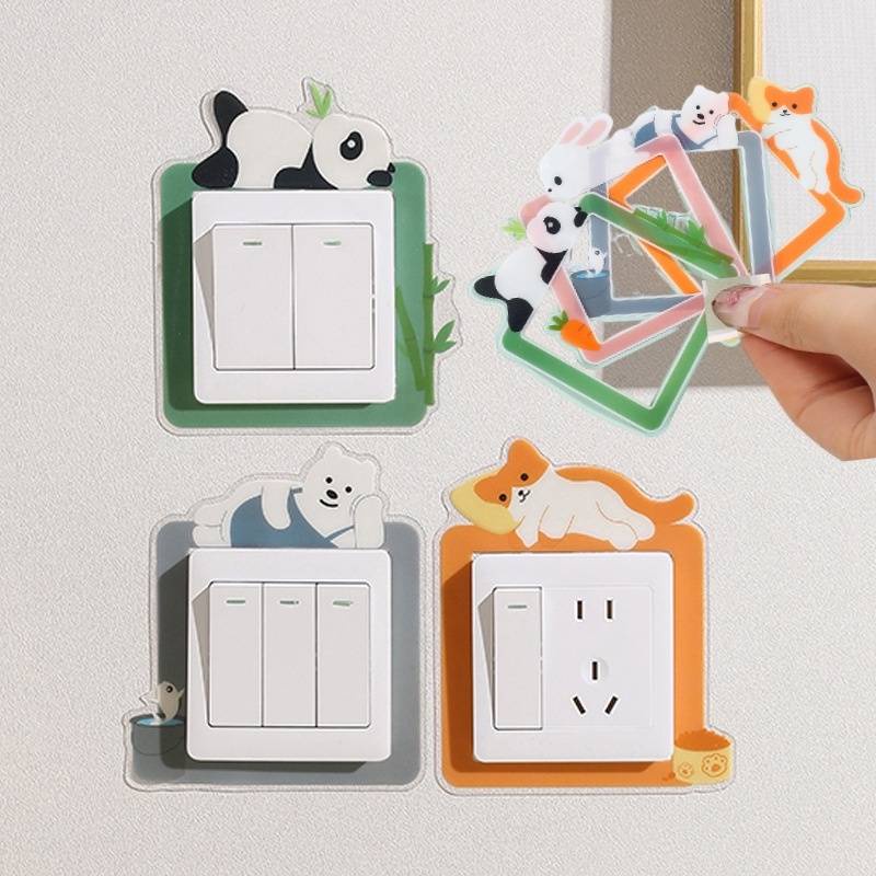 Miếng Dán Công Tắc Bằng Nhựa Họa Tiết Động Vật Hoạt Hình Màu Dạ Quang Chống Thấm Nước Trang Trí Phòng Bé