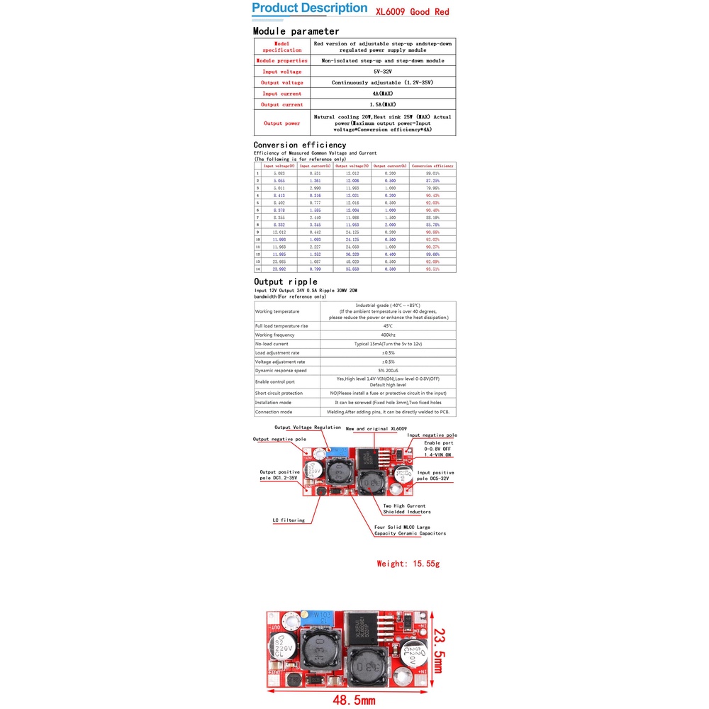 Mô Đun Tăng Áp XL6009 / XL6019 4A 15W 5-32V Sang 5-50V DC-DC Chuyên Dụng
