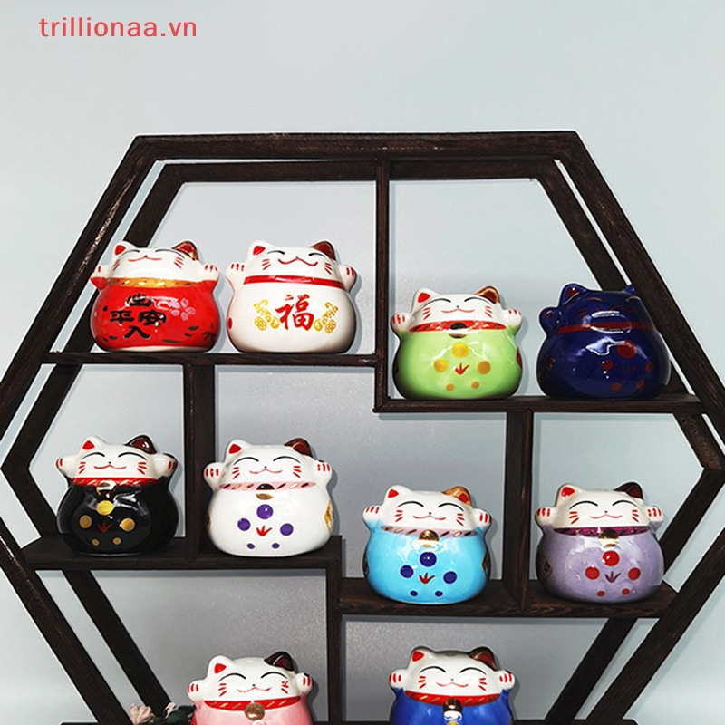 1 Tượng Mèo May Mắn Bằng Gốm Trang Trí Nhà Búp Bê
