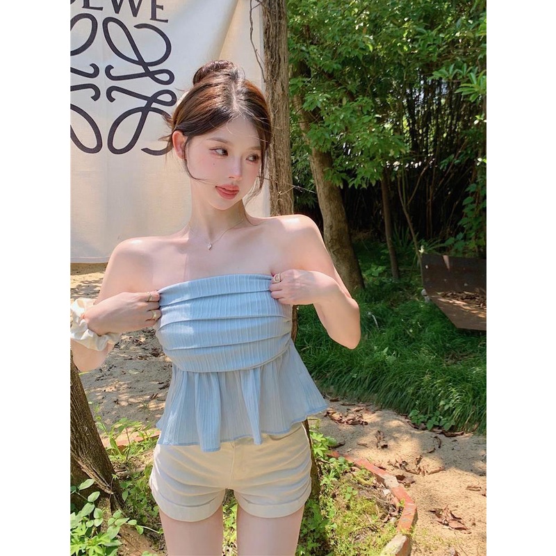 Áo Voan Hai Dây Phong Cách Retro Ngọt Ngào Cho Nữ