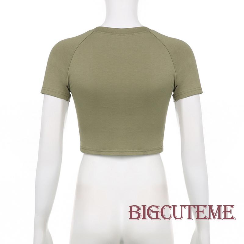 Áo Croptop Tay Ngắn Cổ Tròn In Chữ Màu Sắc Tương Phản Thời Trang Mùa Hè Xinh Xắn Cho Bé Gái