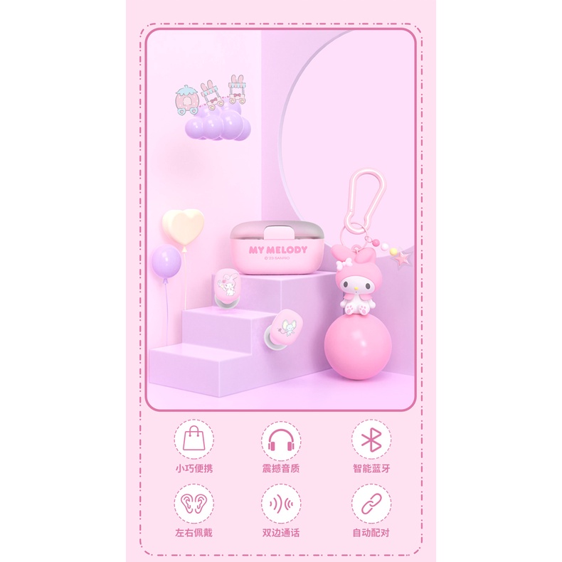 SANRIO Tai nghe không dây Y2K Hoạt Hình My Melody Kuromi Cinnamoroll Hello Kittys Dễ Thương