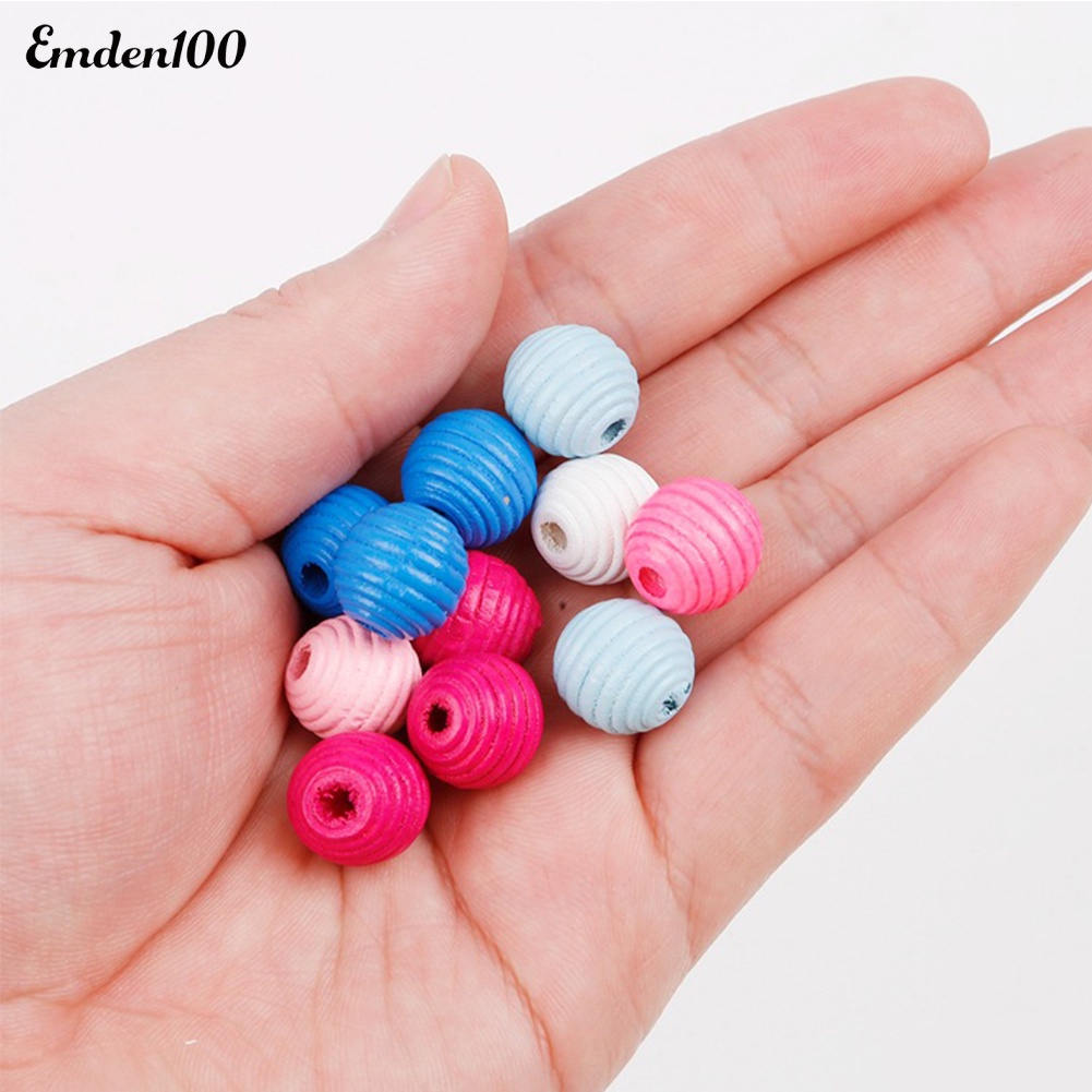 Bộ 50 Hạt Gỗ Xâu Chuỗi 14mm Tự Làm Trang Sức Tiện Lợi