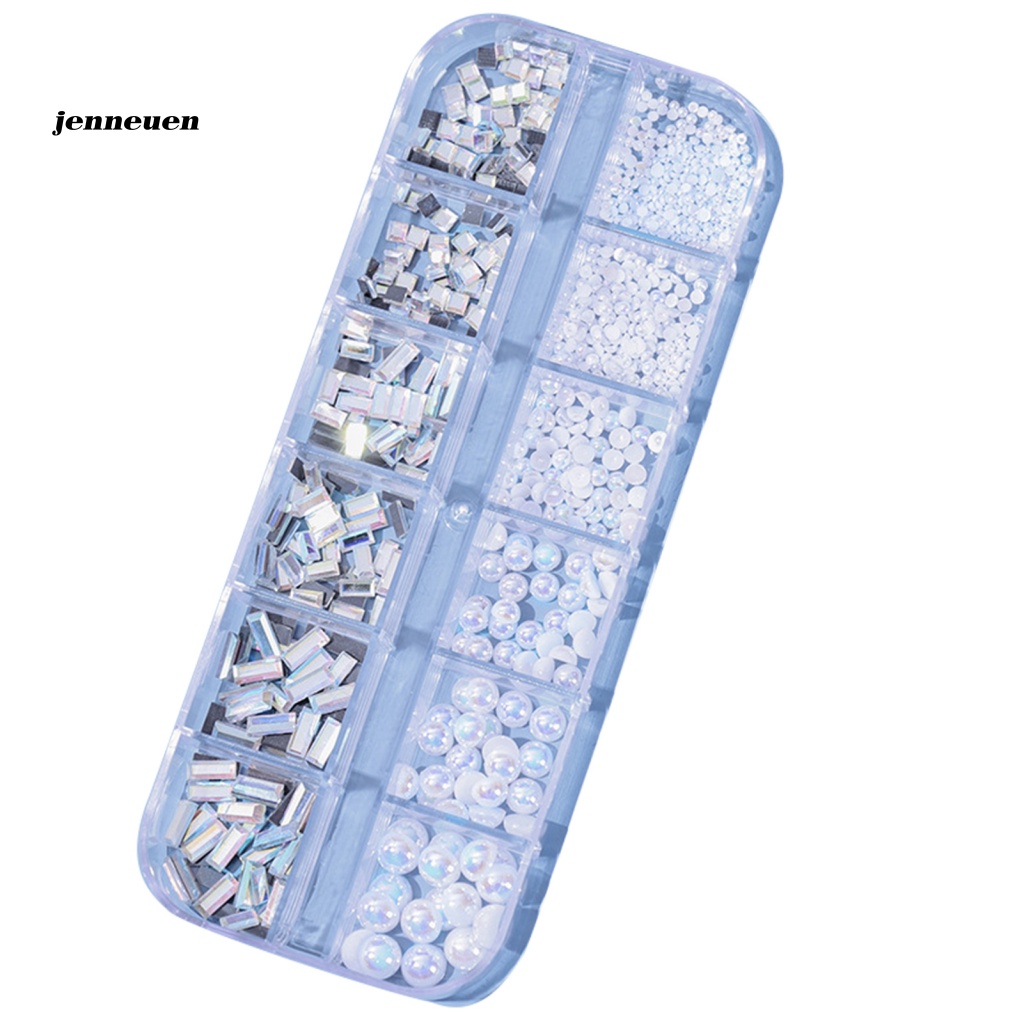Hộp 12 Ngăn Đựng Hạt Kim Cương Giả Mini 3D Trang Trí Móng Tay