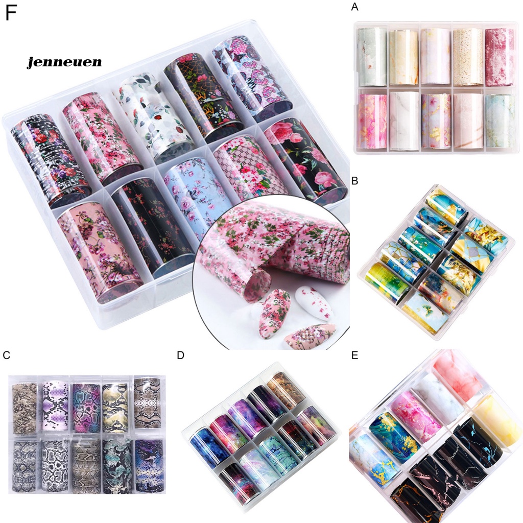 Hộp 10 Cuộn Nhãn Dán Móng Tay Nhiều Màu Sắc Tinh Tế