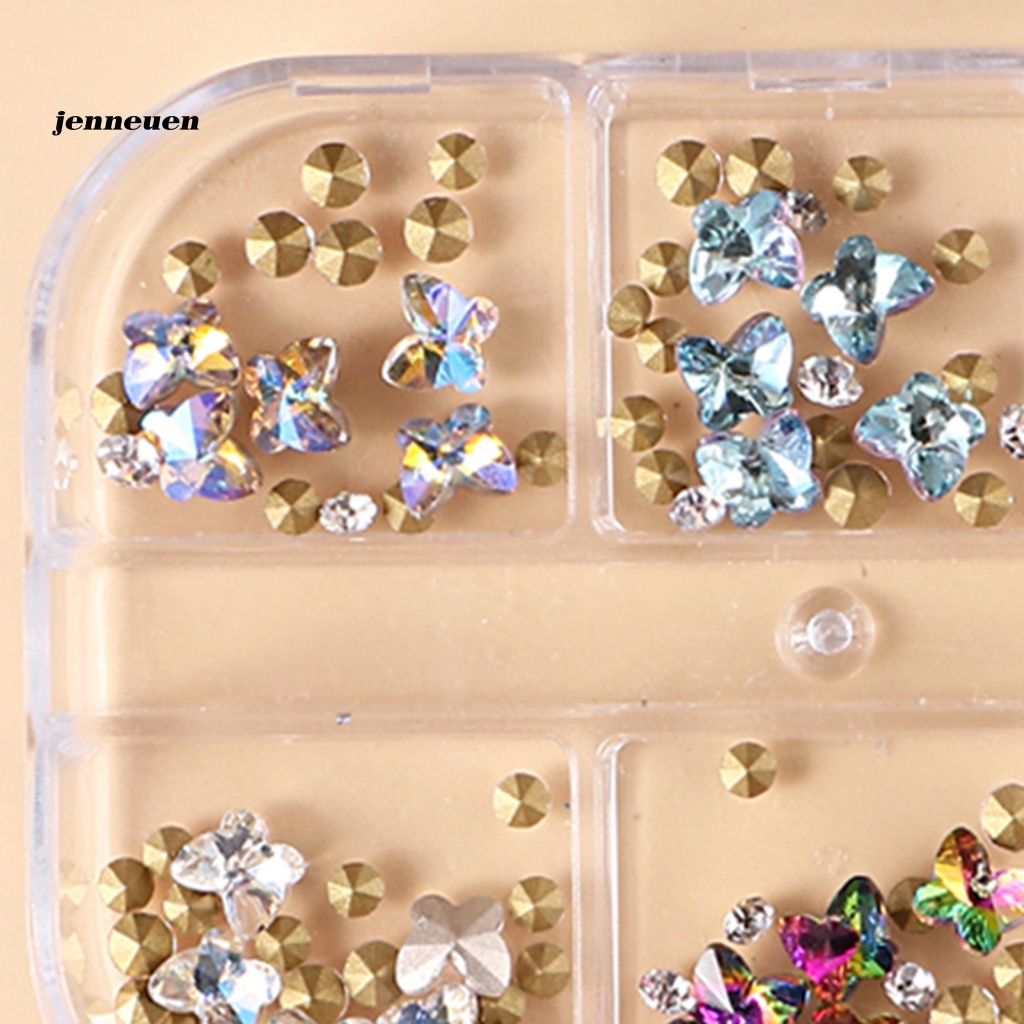 1 Hộp Phụ Kiện Trang Trí Móng Tay Hình Bướm 3D Nhiều Phong Cách Khác Nhau