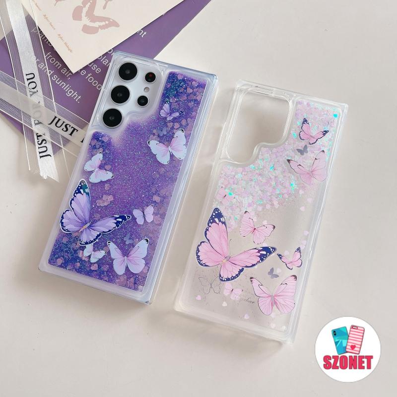 Ốp Điện Thoại Dẻo Dạng Cát Chảy Hình Bướm Cho Samsung Galaxy Note 20 Ultra A54 A34 A14 A73 A53 A13 A72 A52 A32 A12 A21S A71