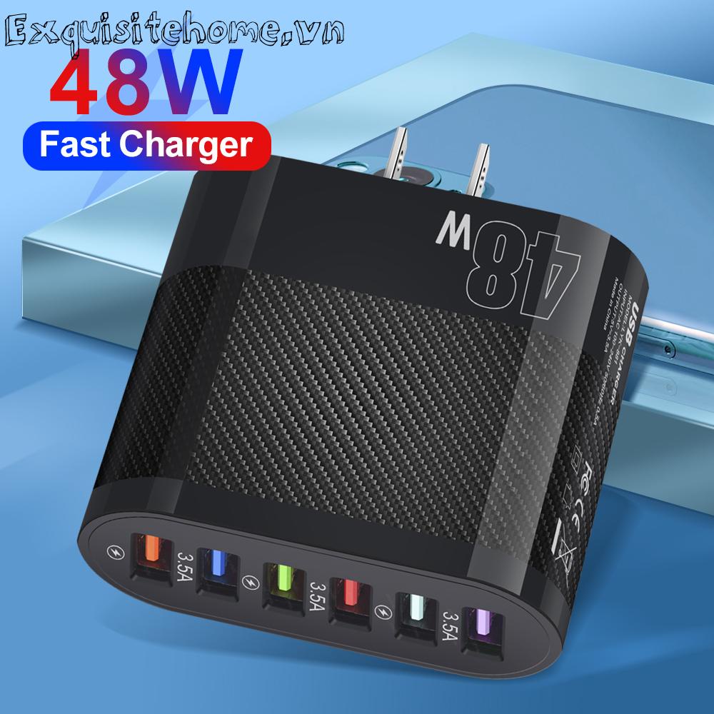 Củ Sạc 6 Cổng USB Cho iPhone 14 13 12 Huawei