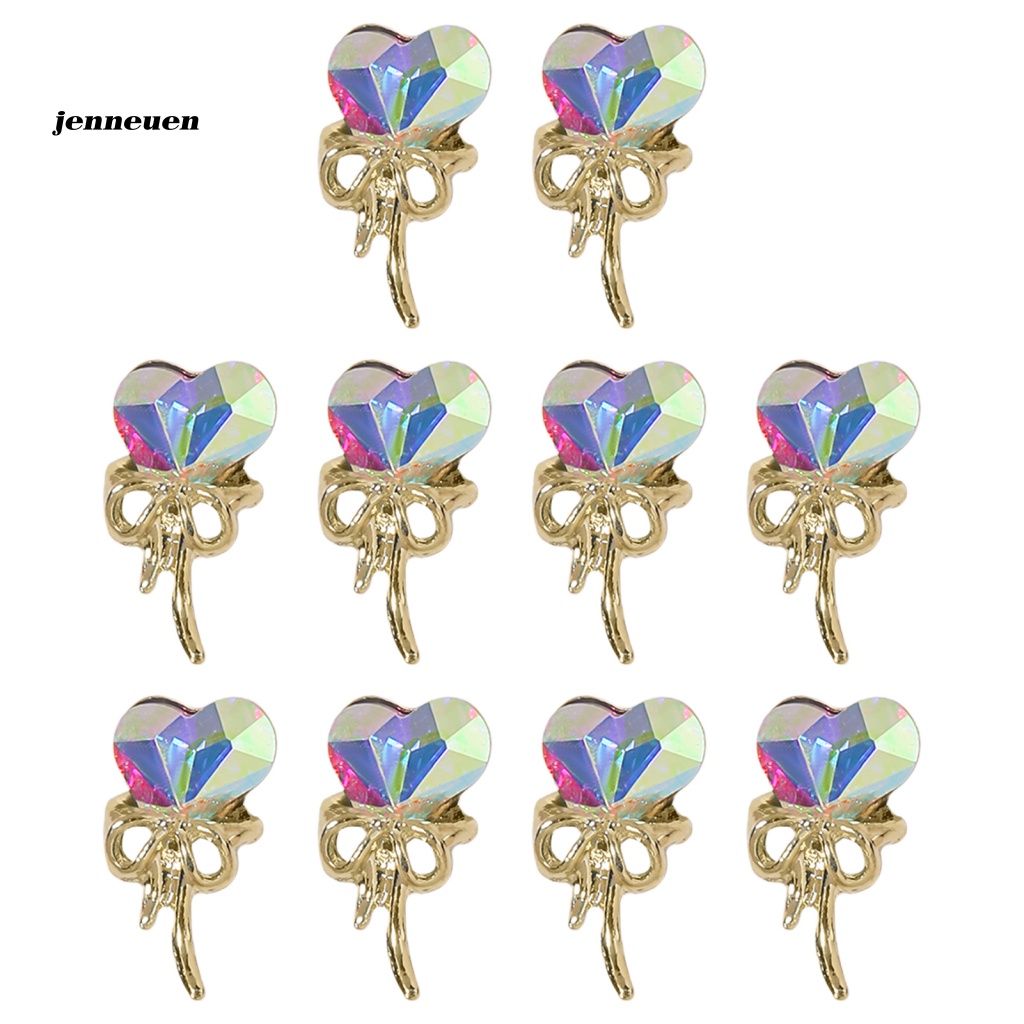 Set 10 Phụ Kiện Trang Trí Móng Tay Nghệ Thuật Hình Trái Tim Bằng Hợp Kim